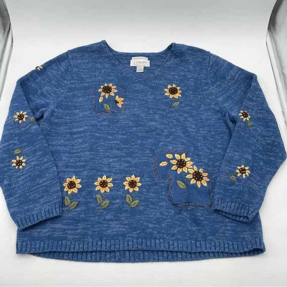 VTG Christopher & Banks Sunflower Embroidered Sweater Knit Women’s Size 1X - Picture 3 of 14